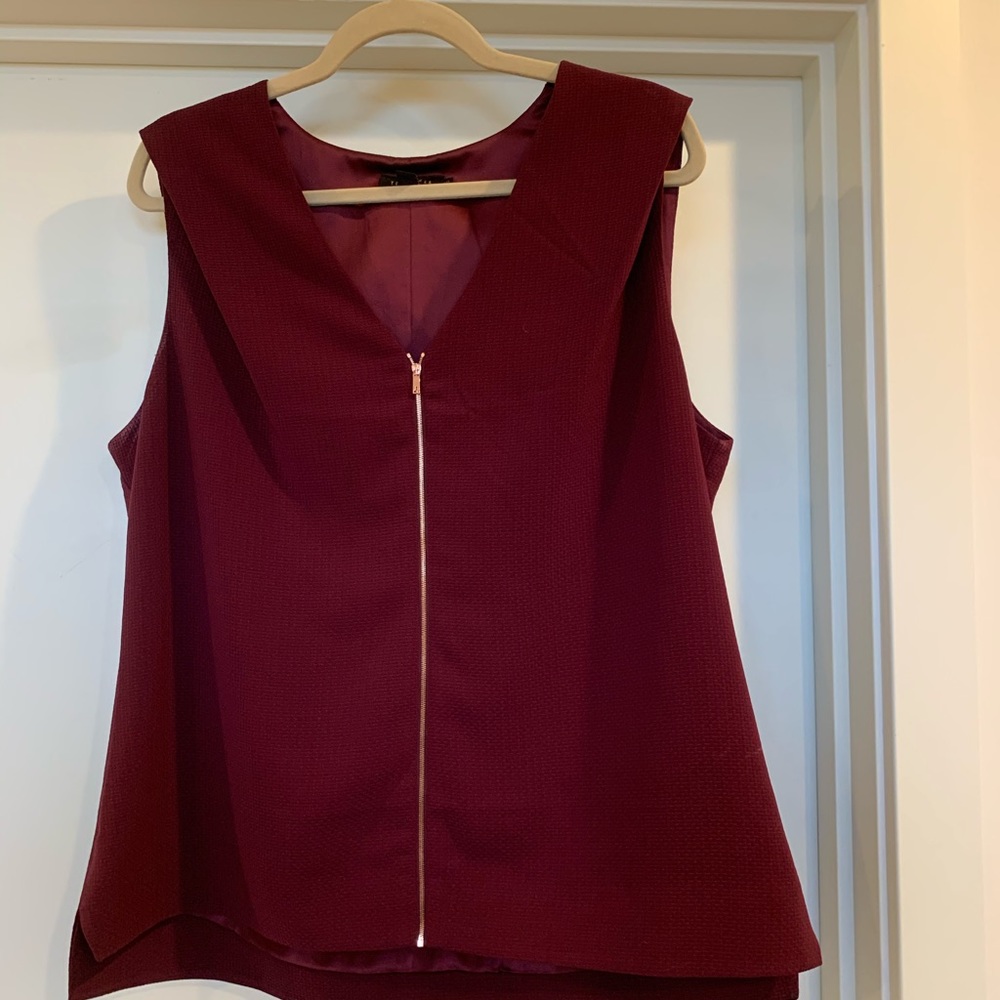 Maroon Ted Baker London top with rose gold zipper